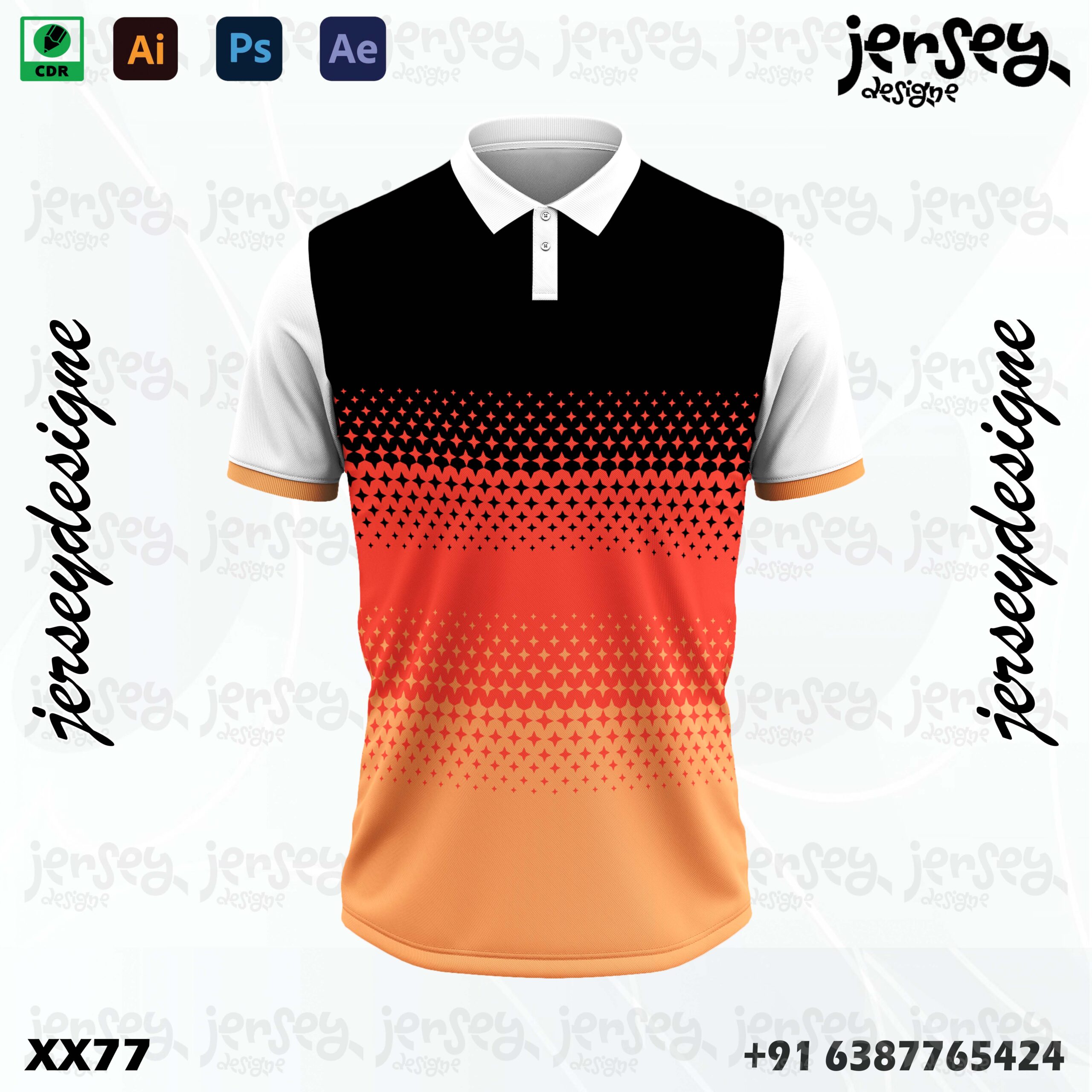 Cricket Jersey Design Orange & Black - Xx77 1 cricket jersey design