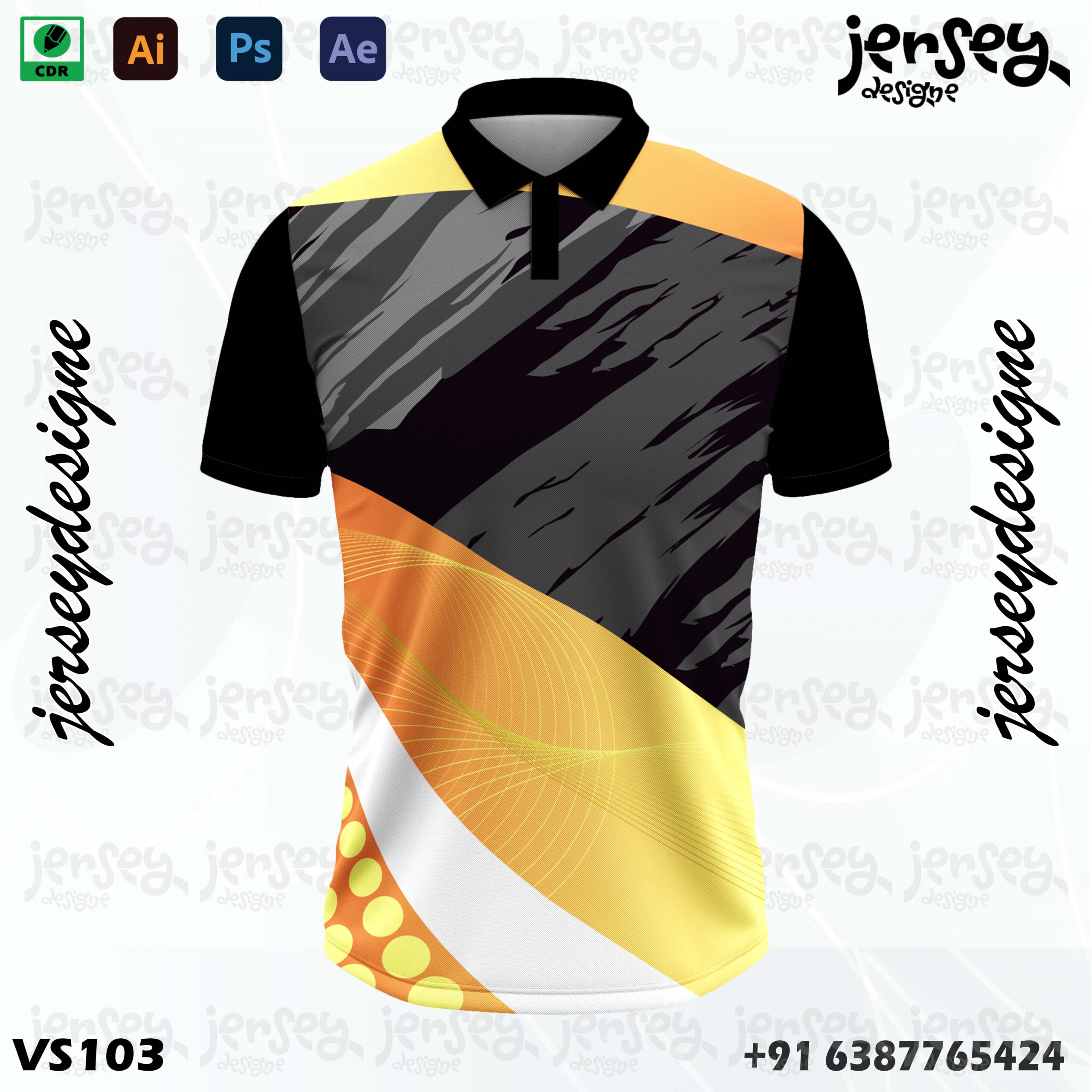 Cricket Jersey Design Yellow -(Cdr) 1 cricket jersey design