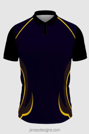 Black Cricket Jersey Design with Golden Dots